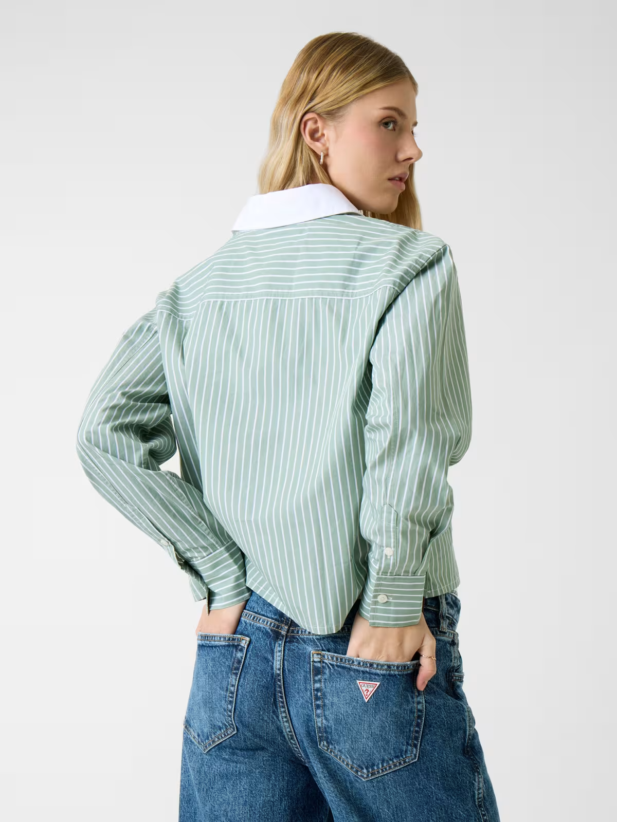 Camisa Curta Quadrados Bege - Guess Jeans 2