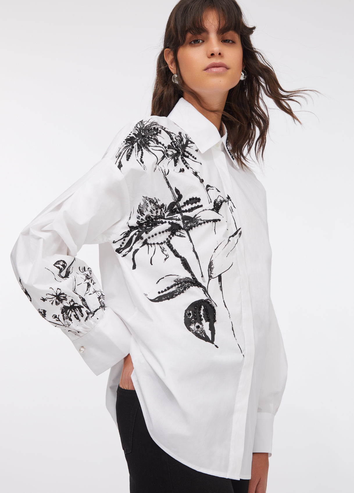 Camisa Branca Oversized com Preto - LIU JO  4