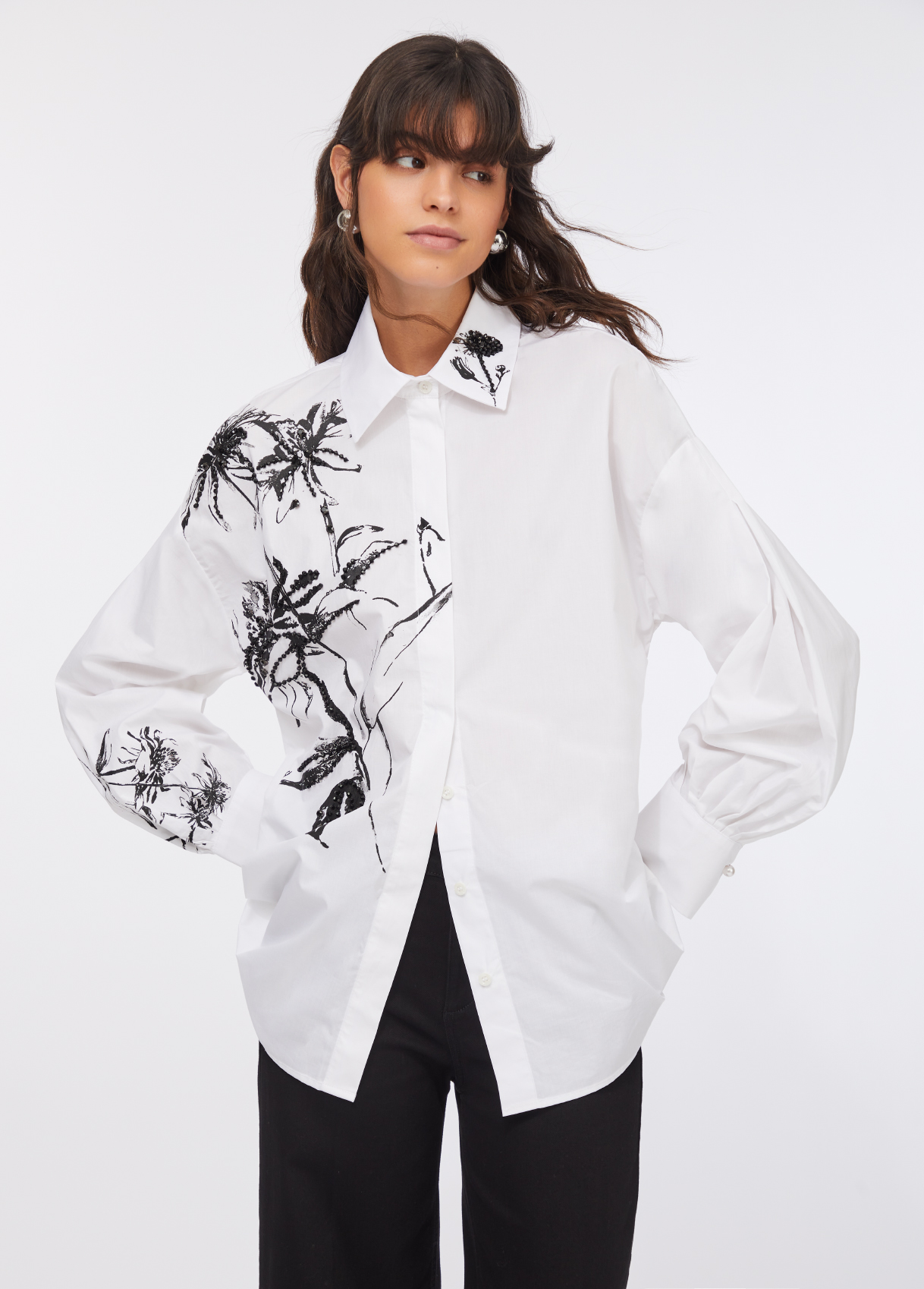 Camisa Branca Oversized com Preto - LIU JO  1