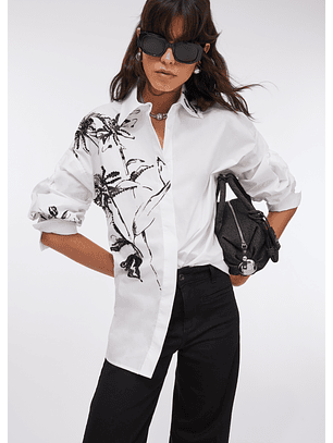 Camisa Branca Oversized com Preto - LIU JO 