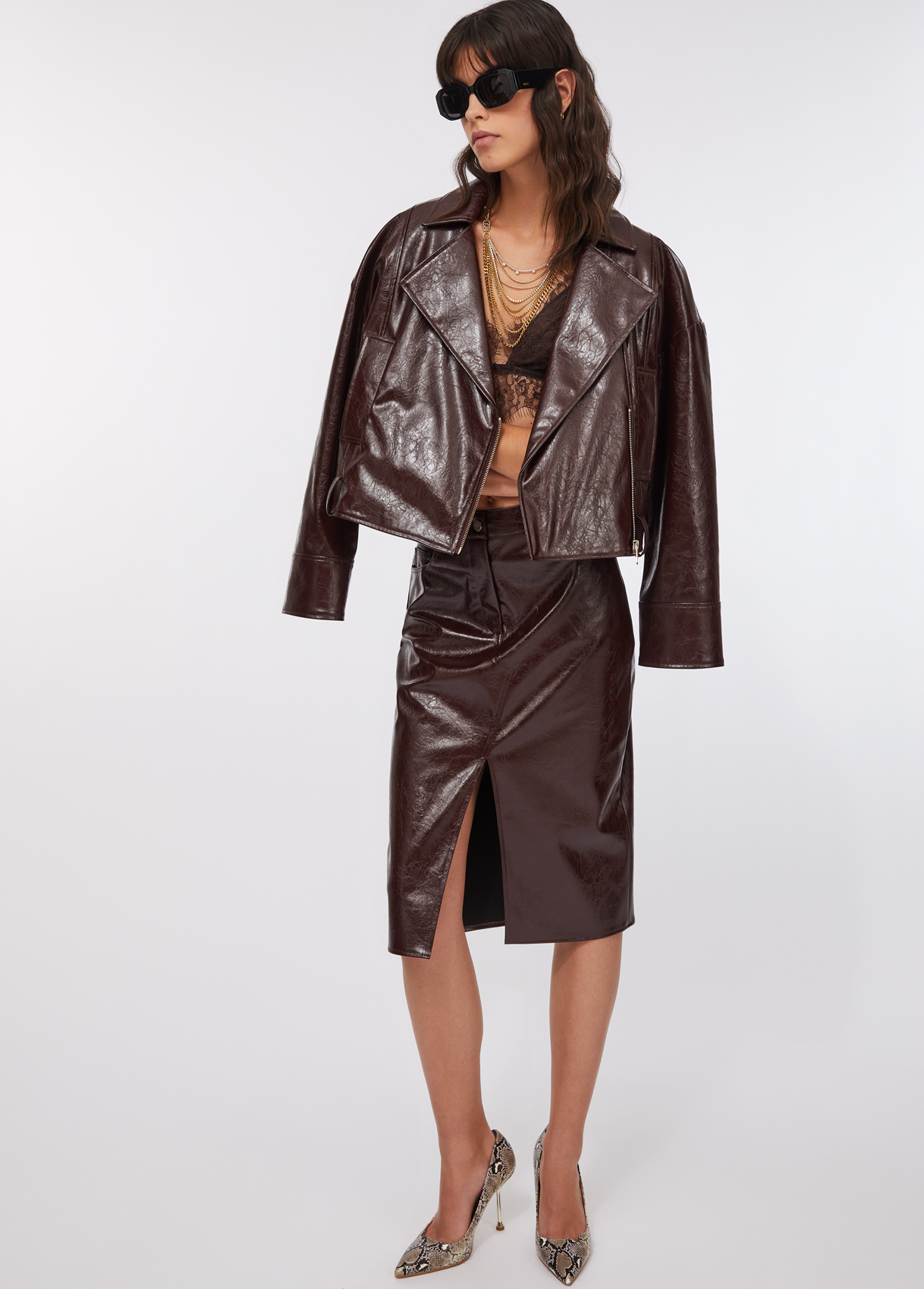 Bomber Oversized Verniz em Bordeuax - LIU JO   3