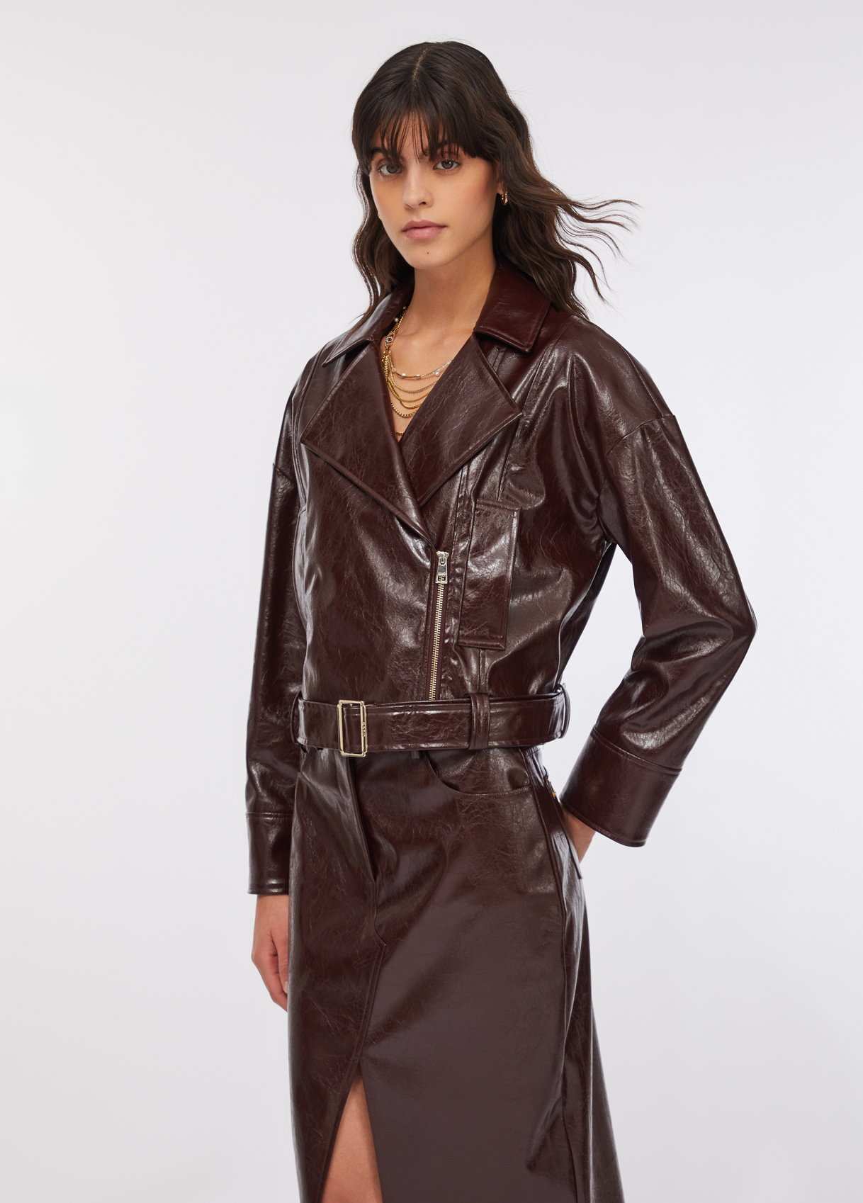 Bomber Oversized Verniz em Bordeuax - LIU JO   5