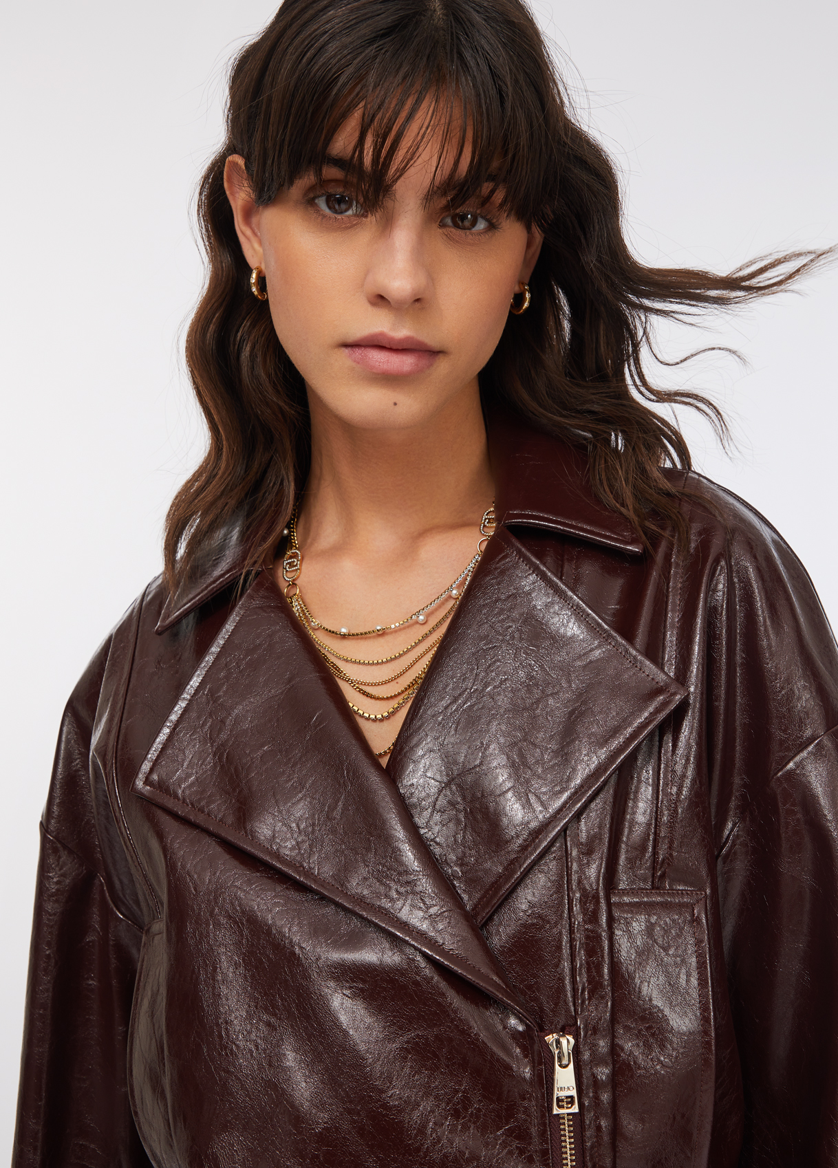 Bomber Oversized Verniz em Bordeuax - LIU JO   6