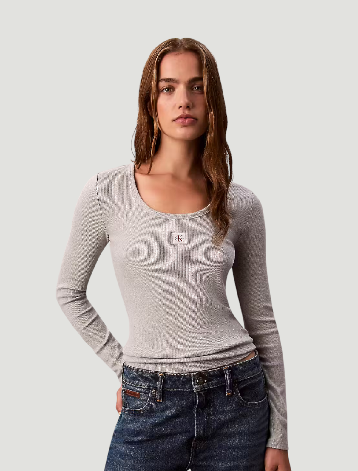 Camisola Básica Canelada Cinza - Calvin Klein 1