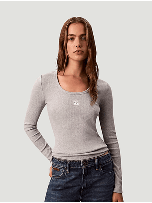 Camisola Básica Canelada Cinza - Calvin Klein