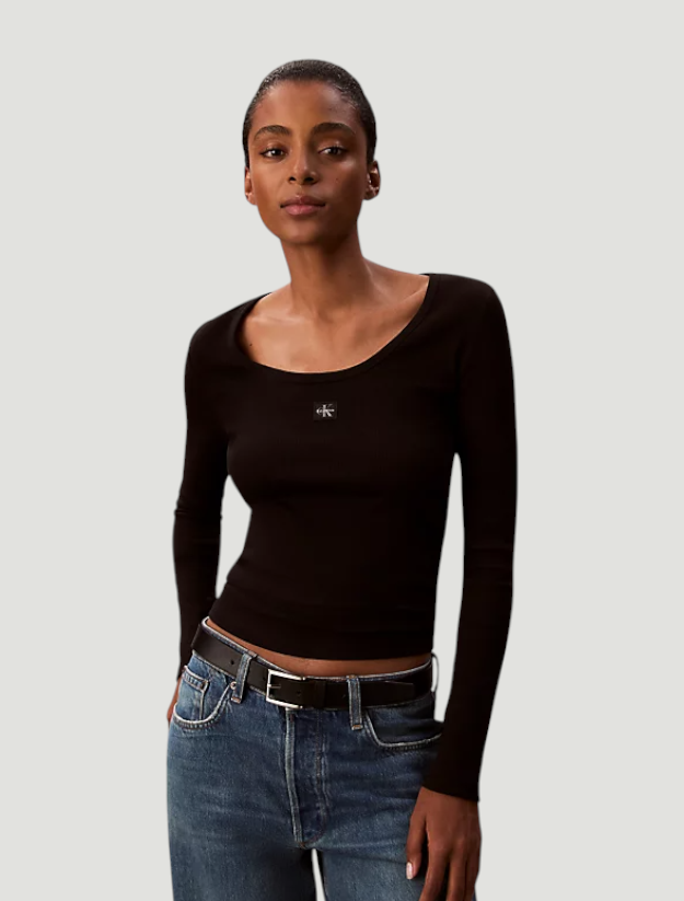 Camisola Básica Canelada Preto - Calvin Klein  1