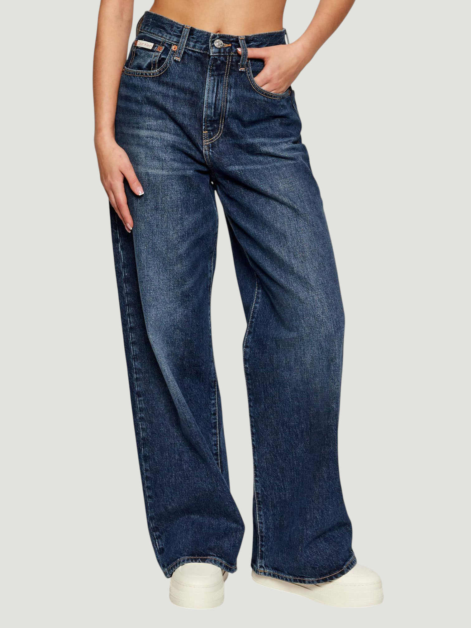 Calças Wide Leg Ganga Escura - Calvin Klein  1