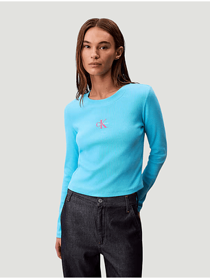 Camisola Canelada Azul Turquesa - Calvin Klein