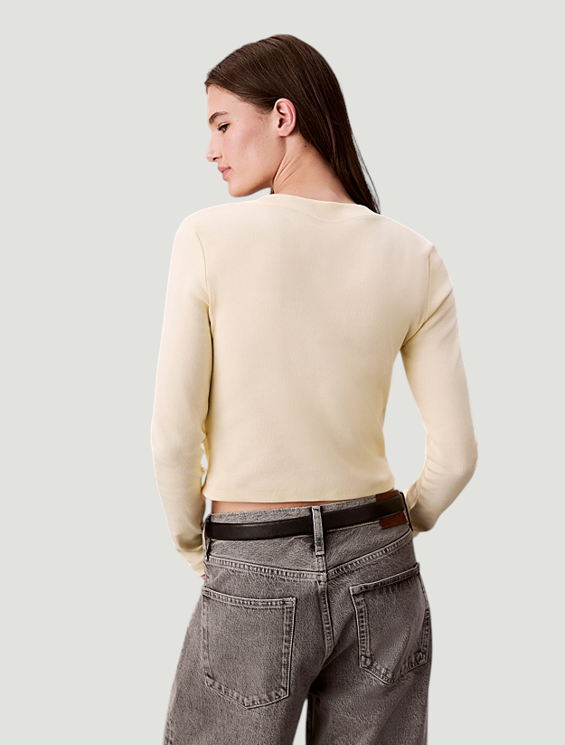 Camisola Canelada Amarelo Pastel - Calvin Klein 2