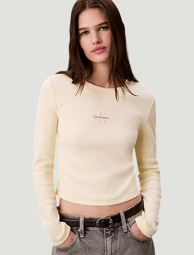 Camisola Canelada Amarelo Pastel - Calvin Klein 1