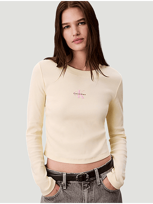 Camisola Canelada Amarelo Pastel - Calvin Klein