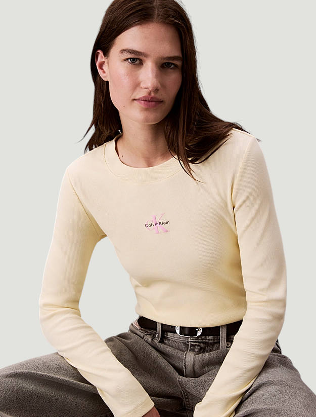 Camisola Canelada Amarelo Pastel - Calvin Klein 3