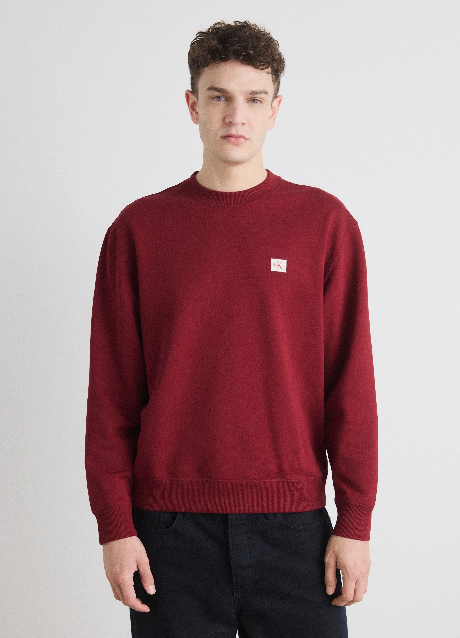 Sweat em Algodão  Decote Rendondo Bordeaux - Calvin Klein  1