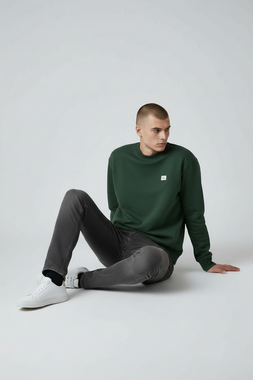 Sweat em Algodão  Decote Rendondo Verde - Calvin Klein 2