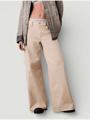 Calças Super Wide Leg Bege - Calvin Klein 