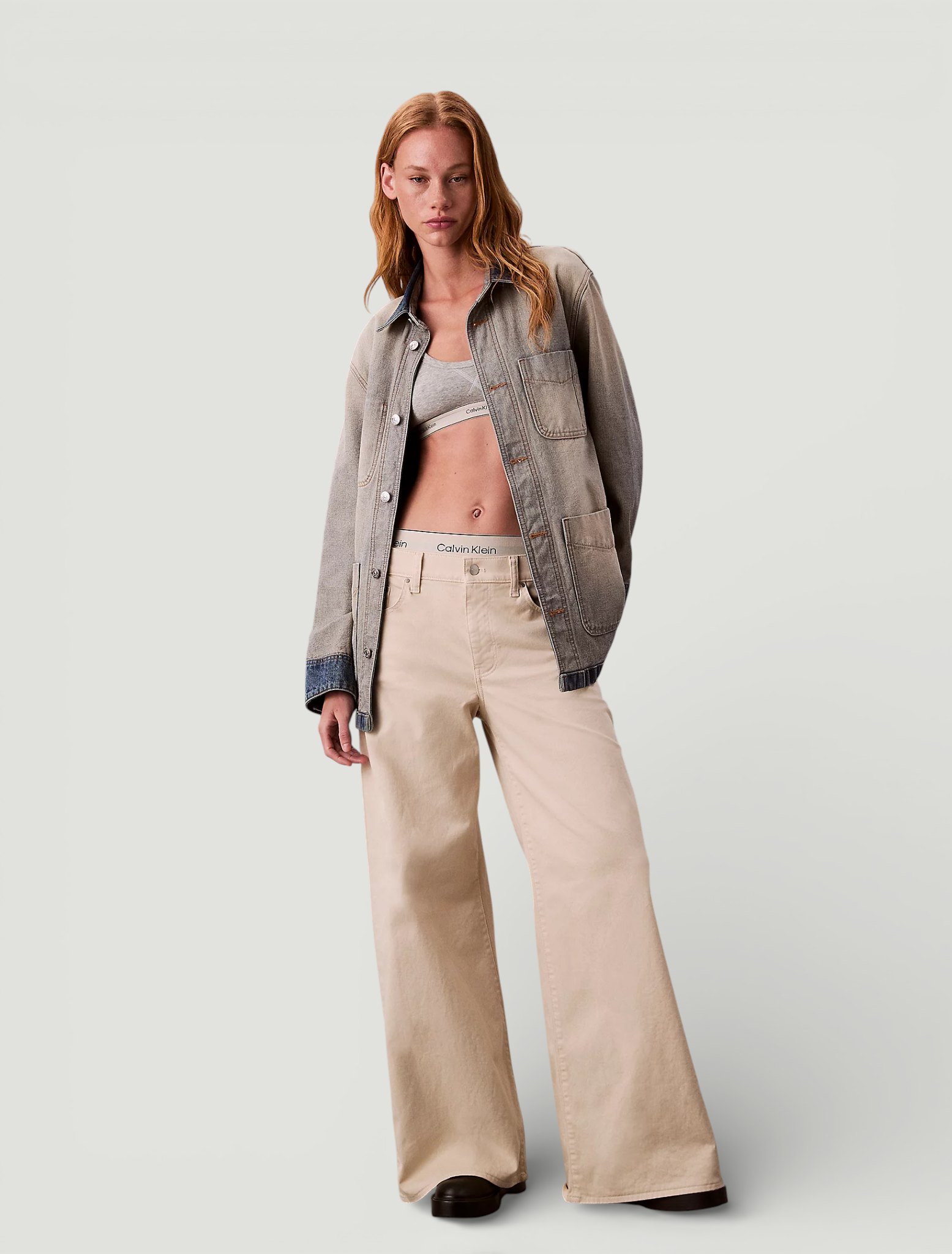 Calças Super Wide Leg Bege - Calvin Klein  5