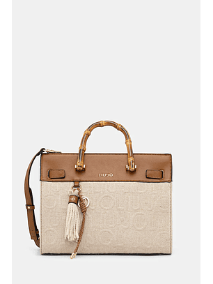 Mala de Mão Canvas e Bambu Creme - Liu Jo