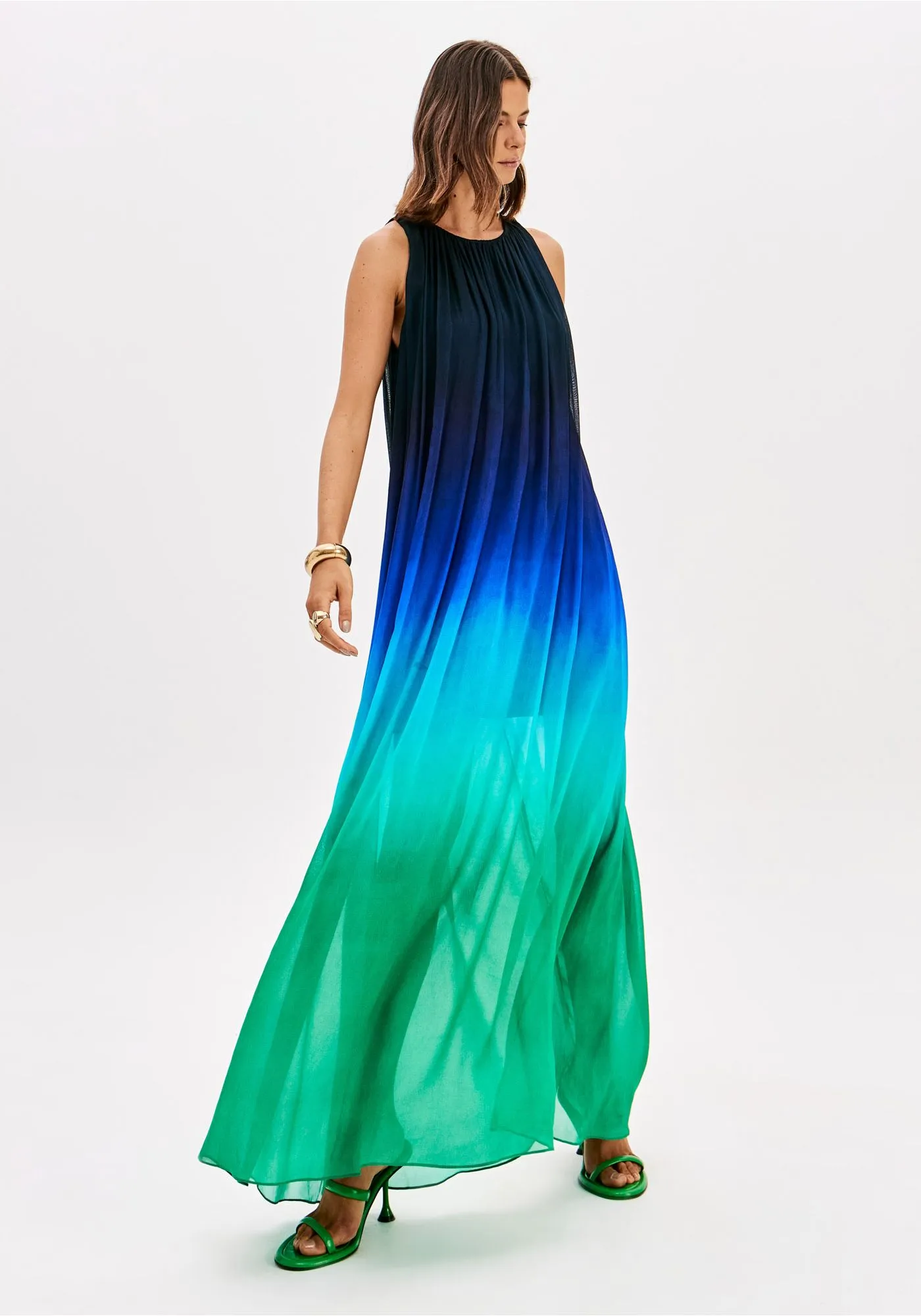 Vestido Comprido NICE Degradê Azul e Verde - Lança Perfume 2