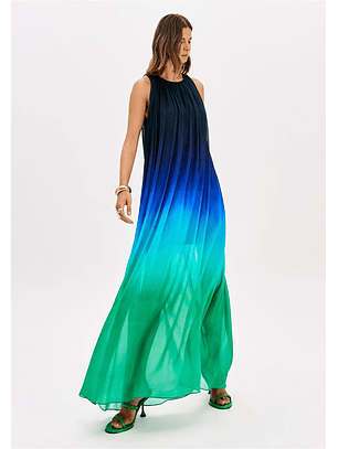 Vestido Comprido NICE Degradê Azul e Verde - Lança Perfume