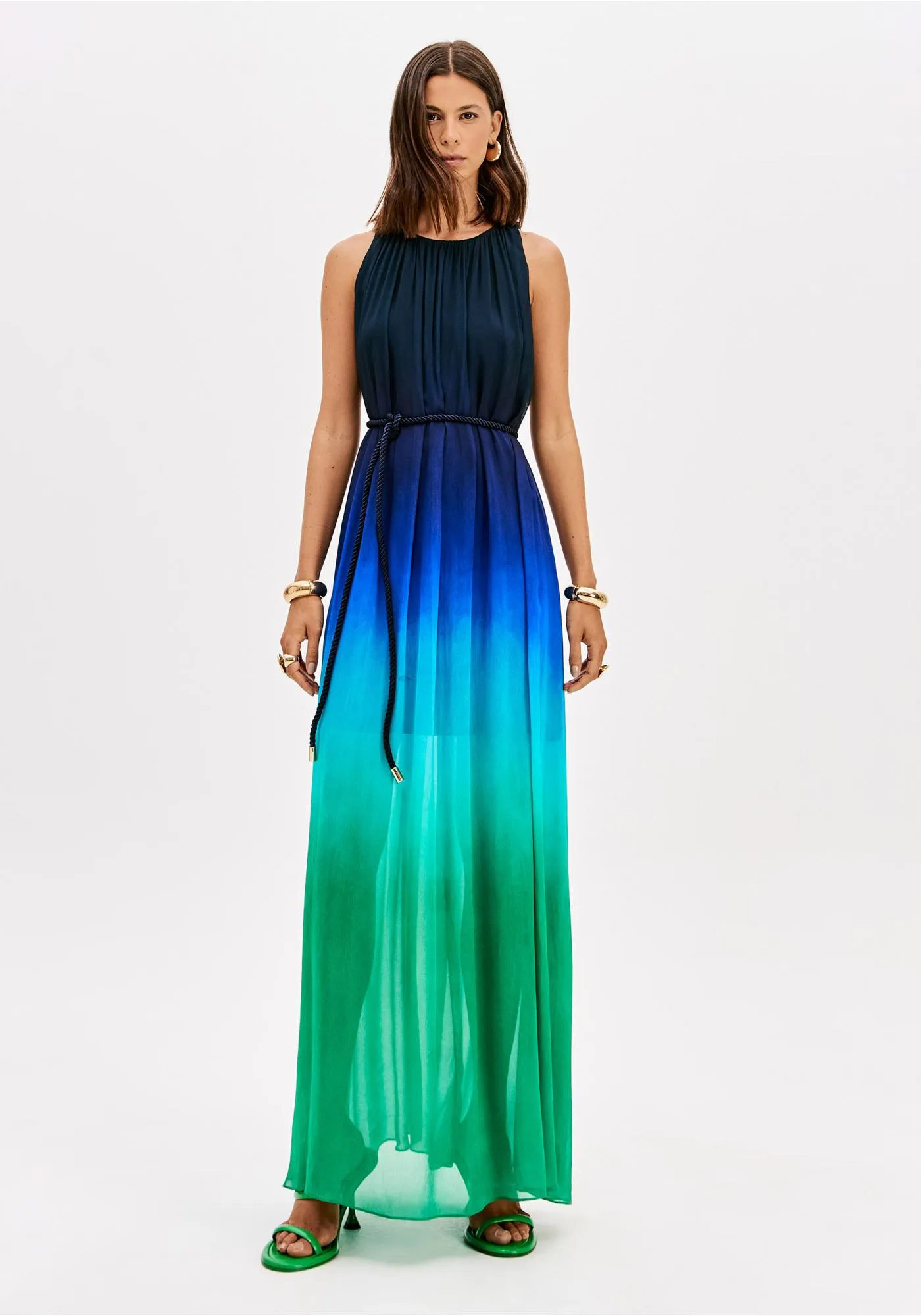 Vestido Comprido NICE Degradê Azul e Verde - Lança Perfume 1