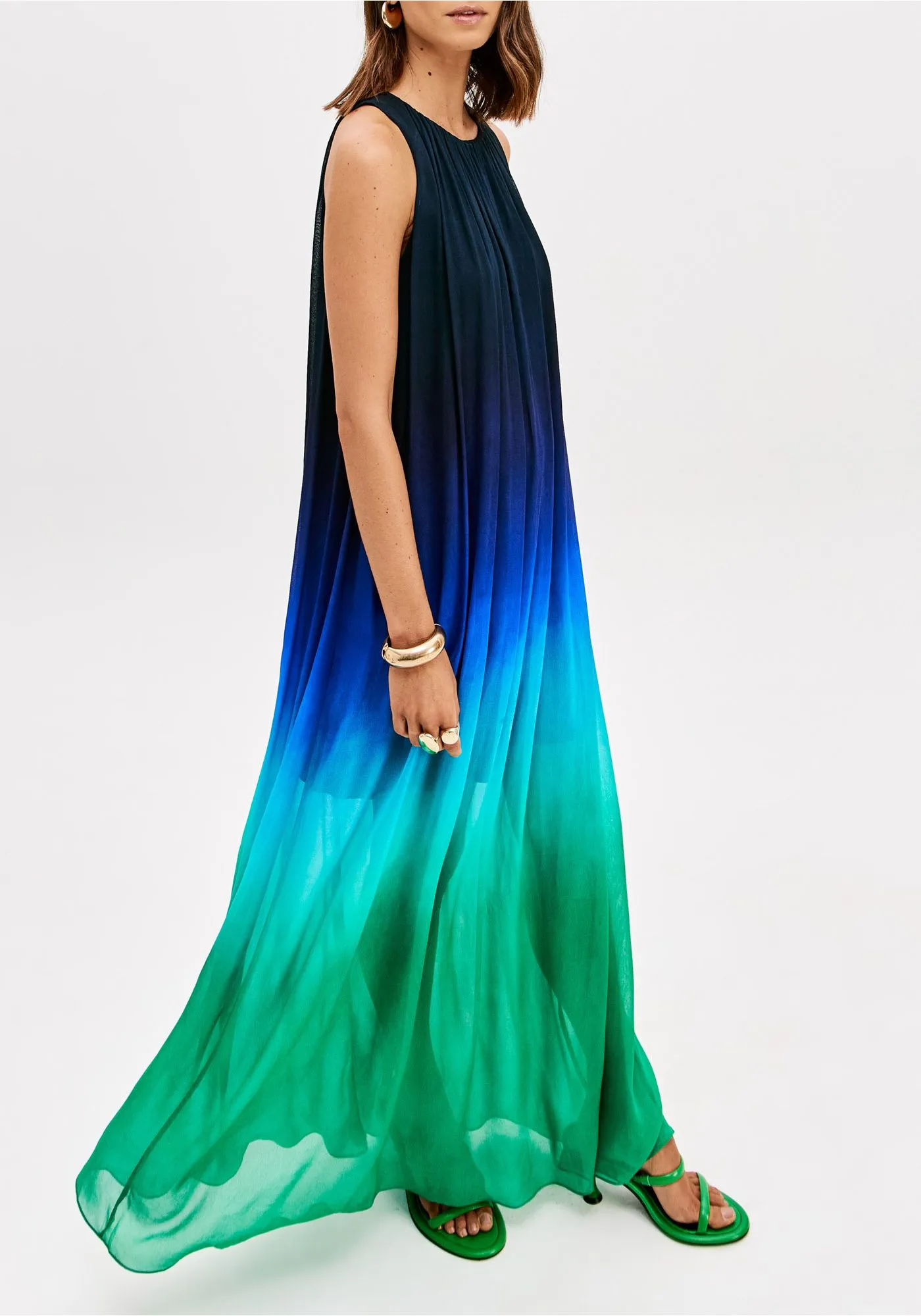 Vestido Comprido NICE Degradê Azul e Verde - Lança Perfume 3