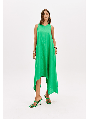 Vestido Comprido Assimétrico Verde - Lança Perfume