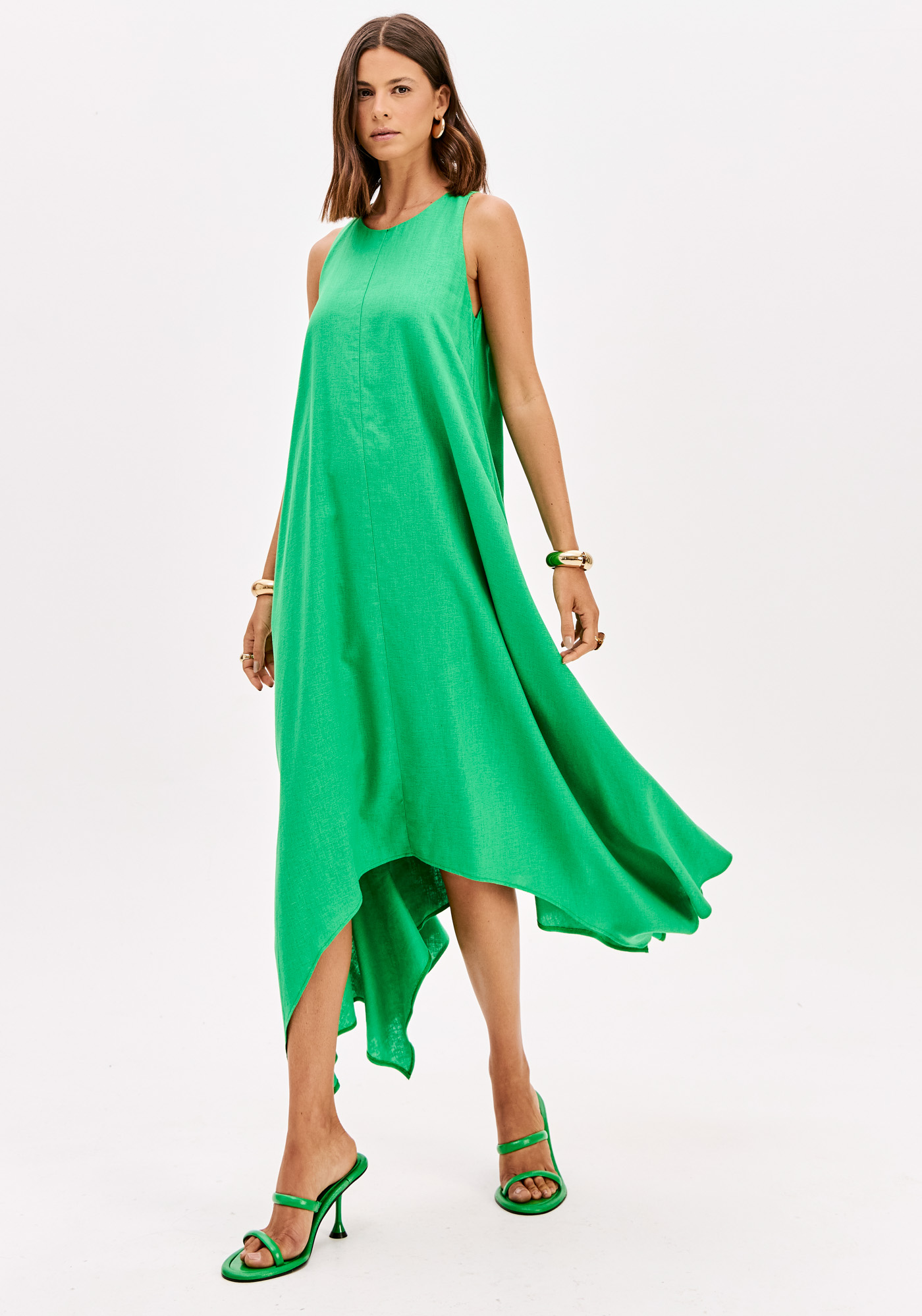 Vestido Comprido Assimétrico Verde - Lança Perfume 1