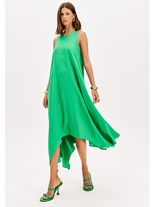 Vestido Comprido Assimétrico Verde - Lança Perfume