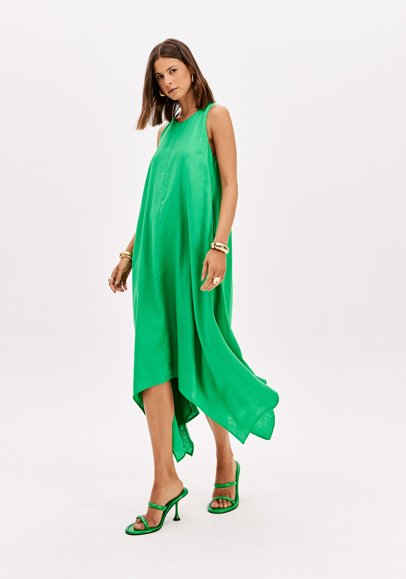 Vestido Comprido Assimétrico Verde - Lança Perfume 4