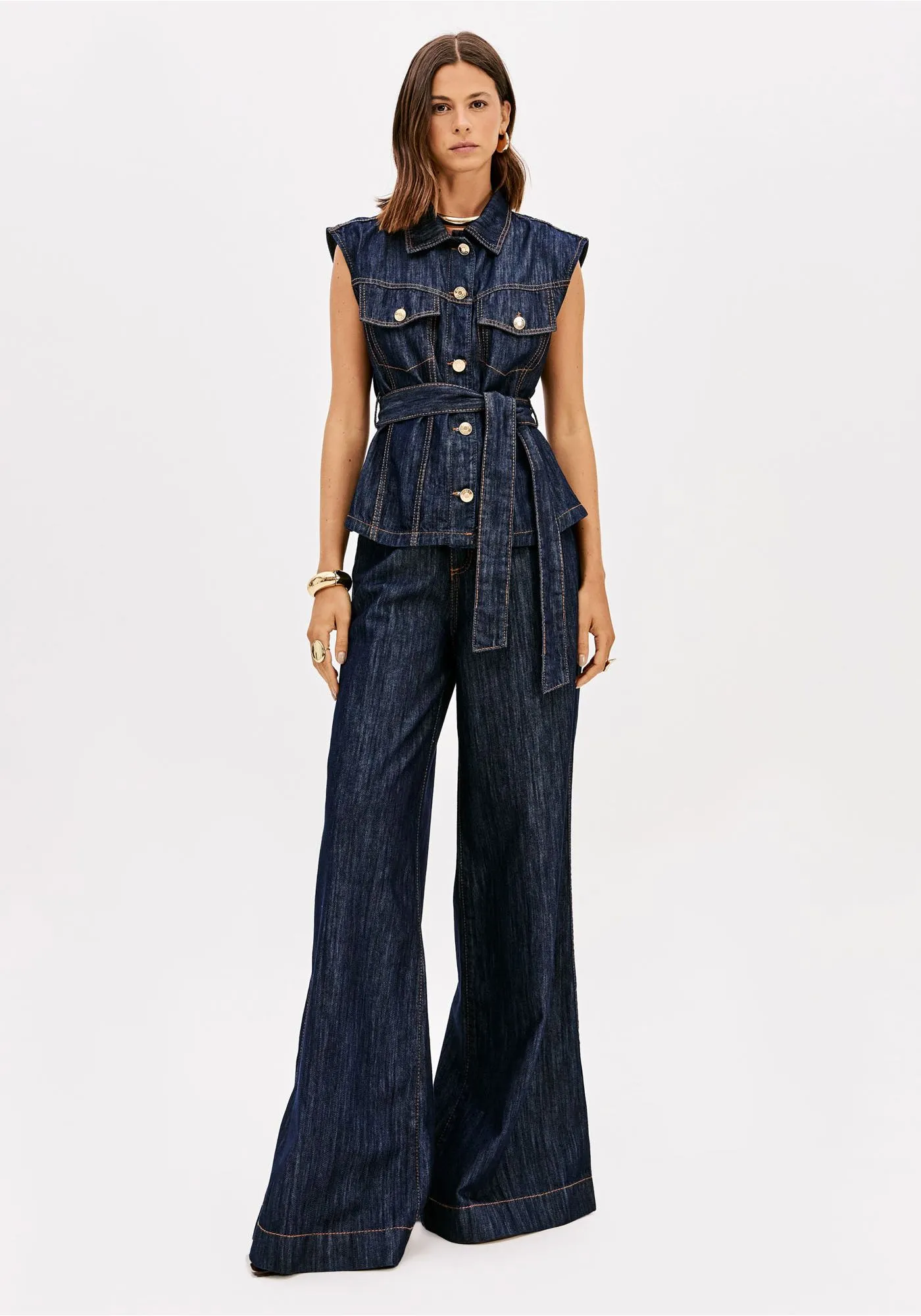 Colete em Ganga Escura com Cinto  - Lança Perfume  3