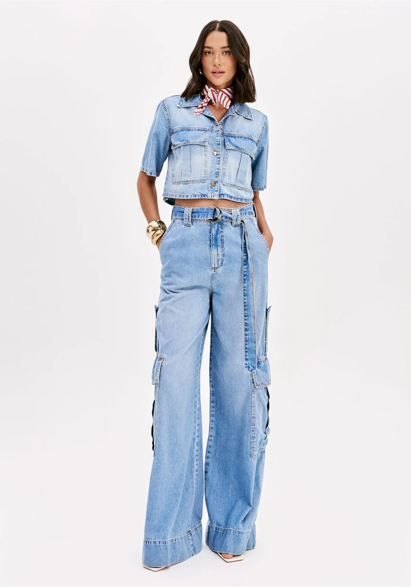 Calças de Ganga Clara Pantalona - Lança Perfume  3