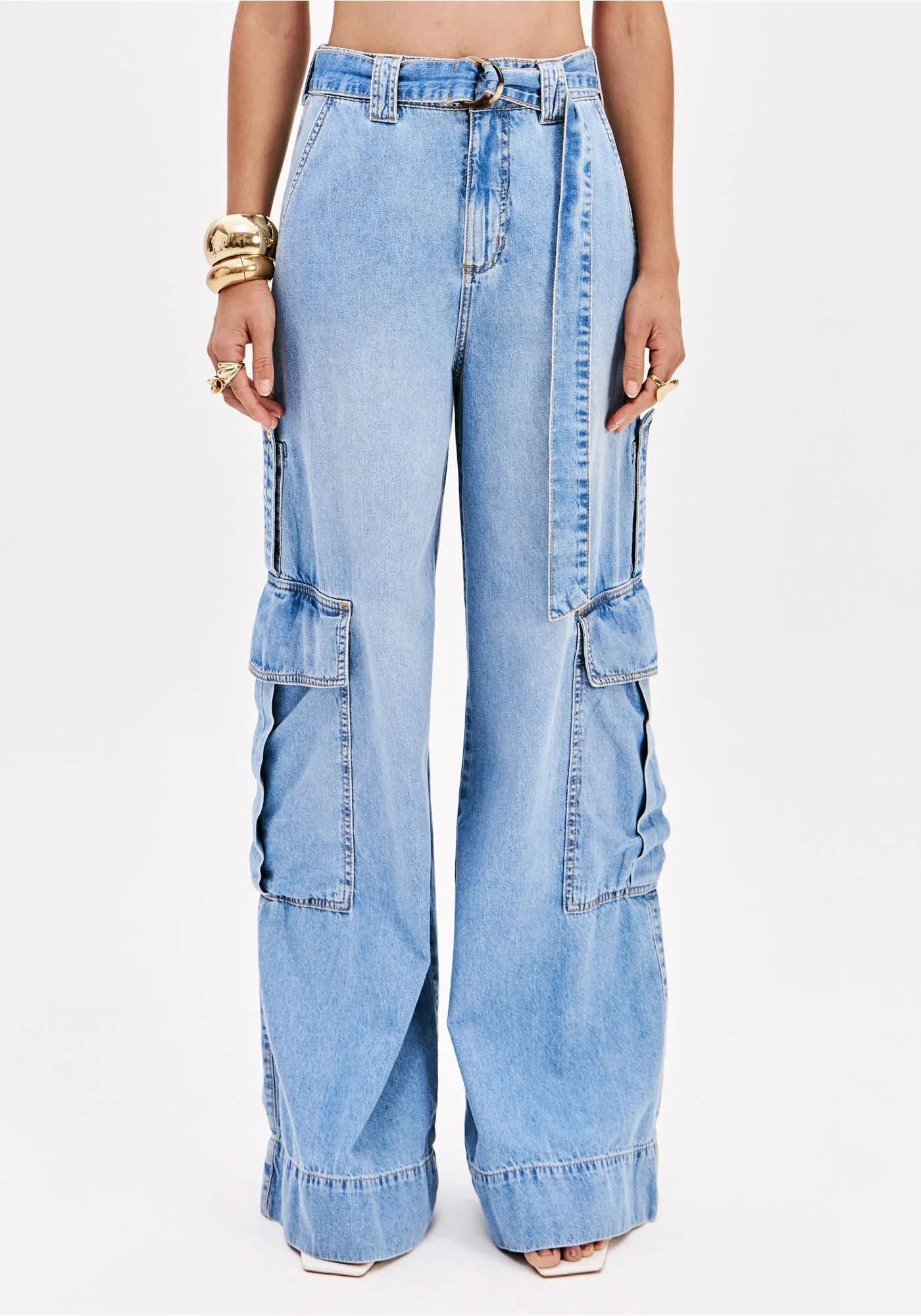 Calças de Ganga Clara Pantalona - Lança Perfume  1