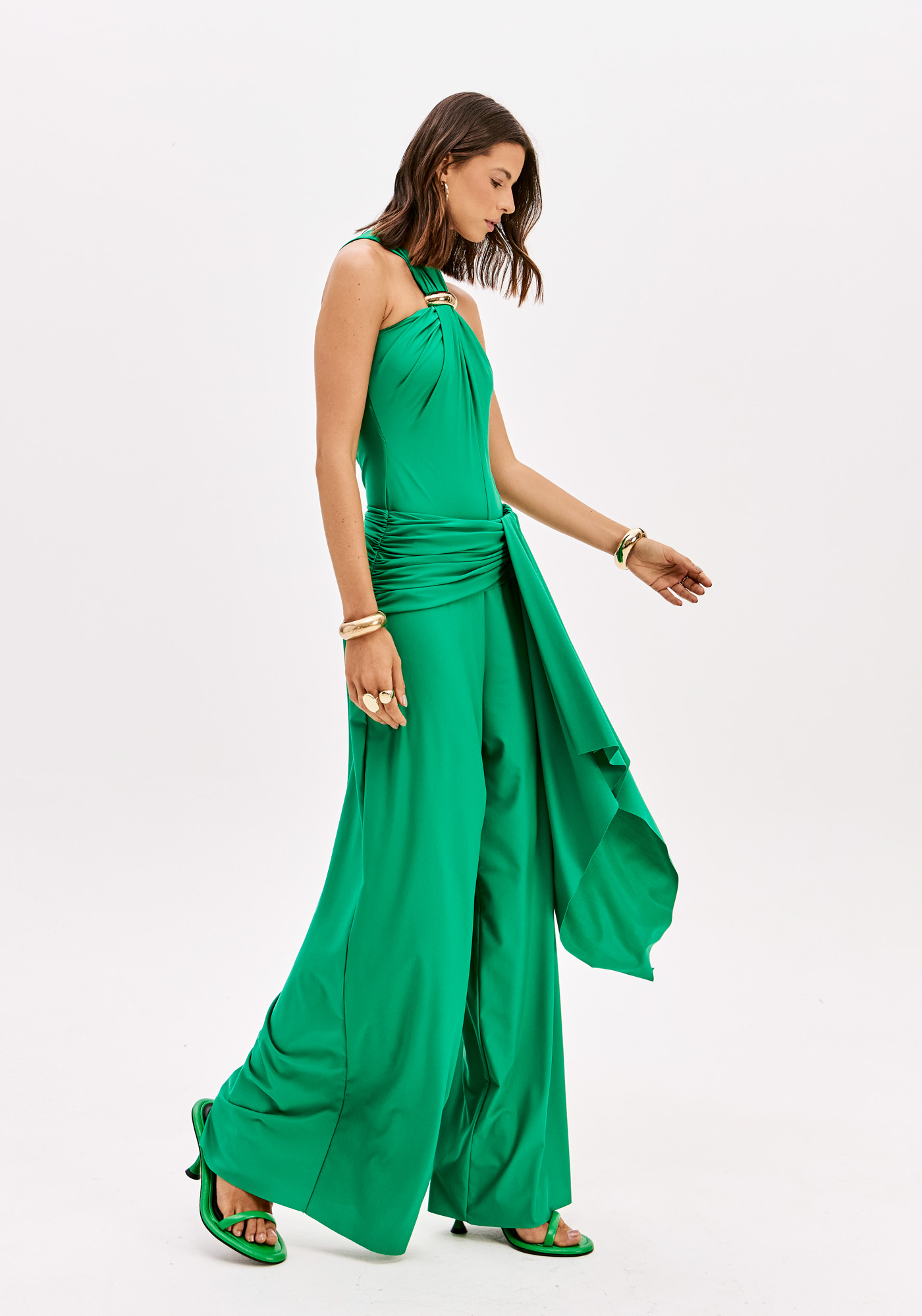 Calças Pantalonas Largas Retro Verde - Lança Perfume 2