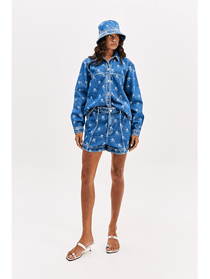 Calções em Ganga com Logo - Lança Perfume 