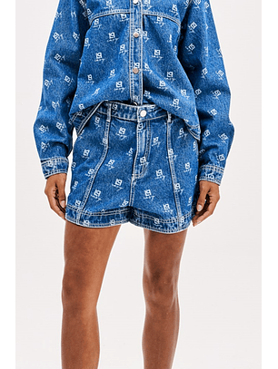 Calções em Ganga com Logo - Lança Perfume 