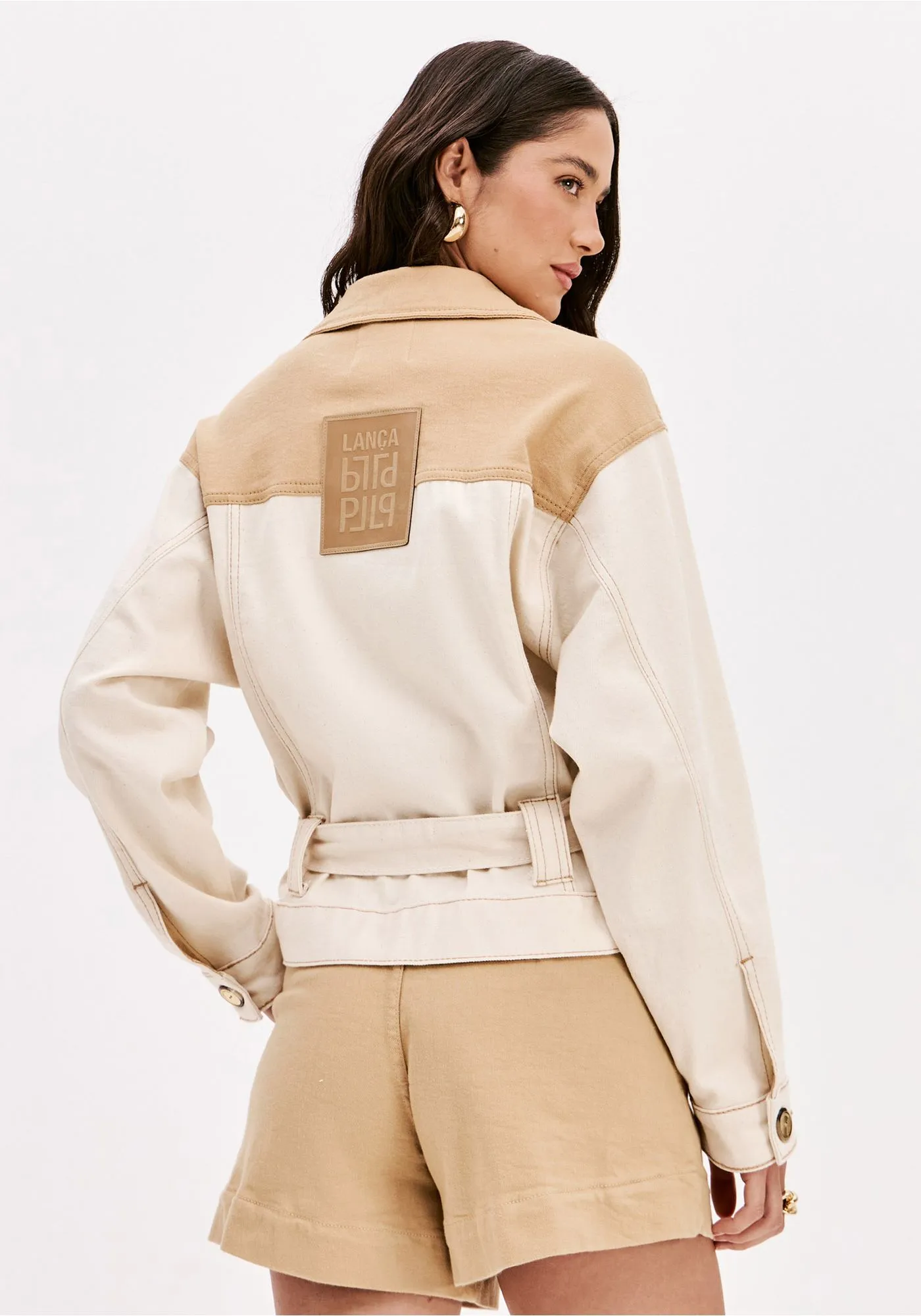 Blusão em Sarja Branco e Bege - Lança Perfume 2