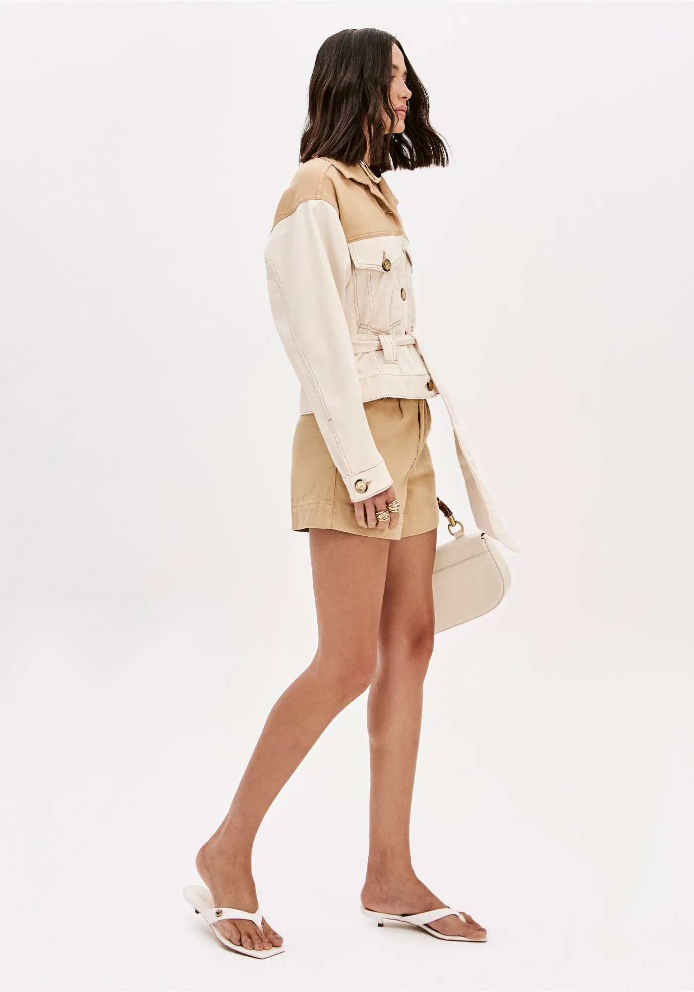 Blusão em Sarja Branco e Bege - Lança Perfume 3