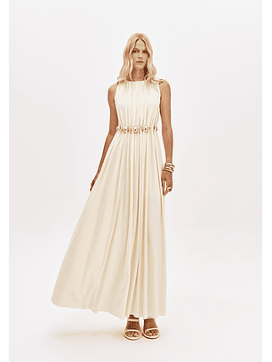 Vestido Comprido com Dourados Branco - Lança Perfume