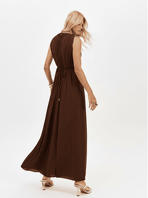 Vestido Comprido com Dourados Castanho - Lança Perfume 