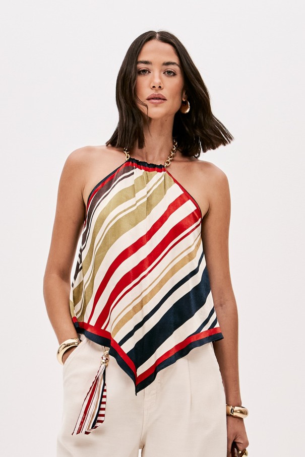 Top com Corrente Mediterranean Stripes - Lança Perfume  1