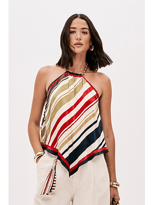 Top com Corrente Mediterranean Stripes - Lança Perfume 