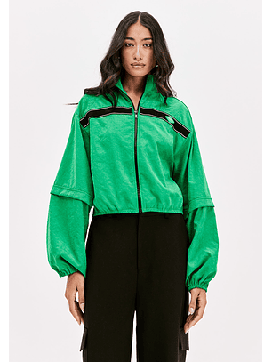 Casaco Corta Verde Oversized Verde com Preto  - Lança Perfume 