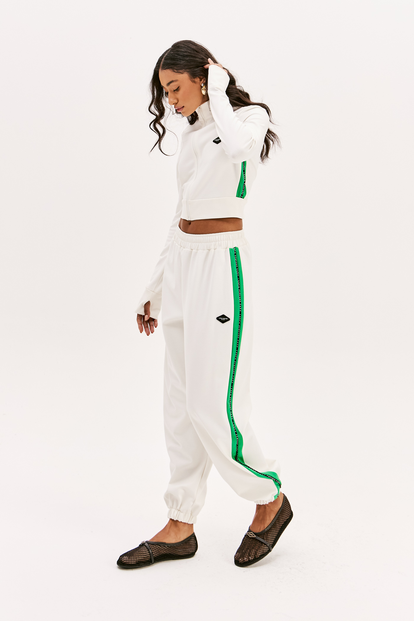 Calças Cós de Elastico Brancas e Verdes  - Lança Perfume  2