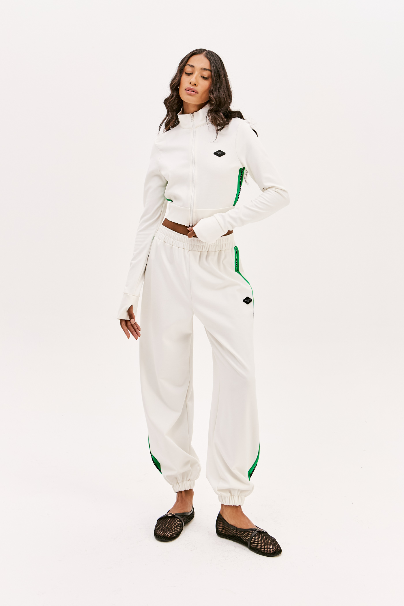 Calças Cós de Elastico Brancas e Verdes  - Lança Perfume  4