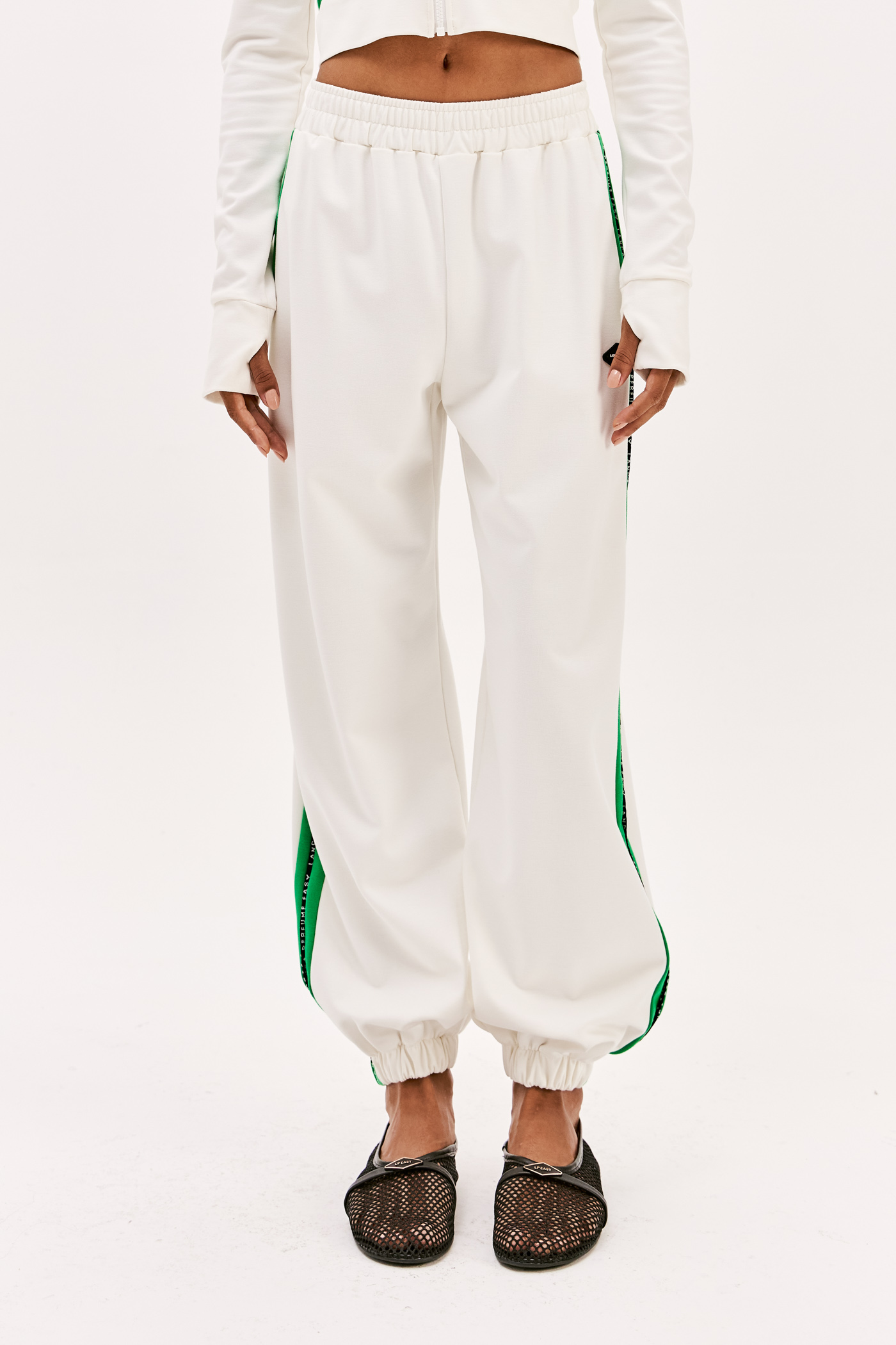 Calças Cós de Elastico Brancas e Verdes  - Lança Perfume  1