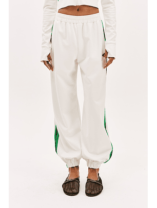 Calças Cós de Elastico Brancas e Verdes  - Lança Perfume 