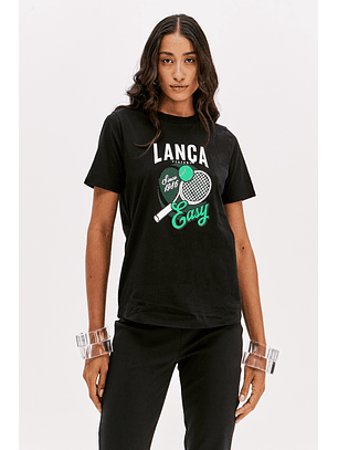 T-shirt Raquetes Preto e Verde -  Lança Perfume 