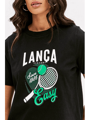 T-shirt Raquetes Preto e Verde -  Lança Perfume 