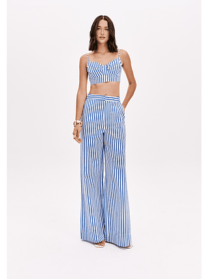 Calças Pantalona Riscas Azuis e Brancas  - Lança Perfume 