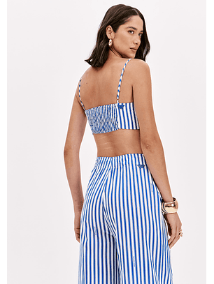 Top de Alças com Riscas Azuis e Brancas - Lança Perfume 